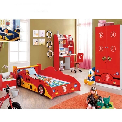 أثاث غرفة نوم الأطفال مجموعات سرير سيارة سباق خشبي MDF مع تخزين 2100 مم