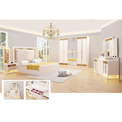 لوحة الخشب MDF الأبيض الملك الحجم مجموعات أثاث غرفة نوم المنزل