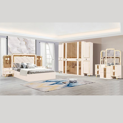 طقم غرفة نوم 5 قطع من الخشب بسرير كينج على الطراز الفرنسي 1800 * 2000 مم