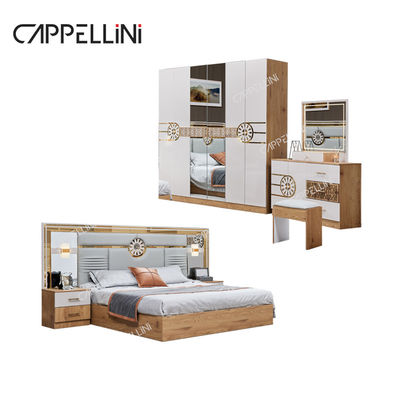 سرير الحجم الملكي الحديث خزانة الملابس التركية 6 درجات منزل فاخرة مجموعة أثاث غرفة النوم الخشبية الملكية