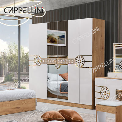 سرير الحجم الملكي الحديث خزانة الملابس التركية 6 درجات منزل فاخرة مجموعة أثاث غرفة النوم الخشبية الملكية