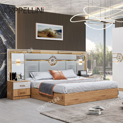 سرير الحجم الملكي الحديث خزانة الملابس التركية 6 درجات منزل فاخرة مجموعة أثاث غرفة النوم الخشبية الملكية