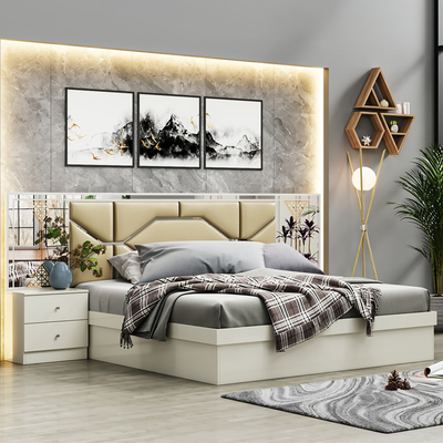 تصميم جديد بيع الجملة الخشبية غرفة نوم مزدوجة مجموعة منزل فاخرة إطار خشبي رخيص الحجم الملكي الأثاث الحديث مجموعات غرفة النوم