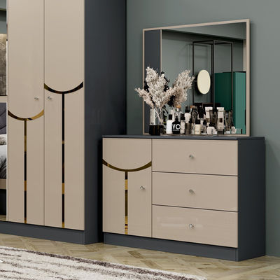 بيع بالجملة رخيصة الإطار الخشبي الفاخر المزدوج مقاس الملك سرير مجموعة المنزل الحديثة التركية الخشبية MDF مجموعات غرفة نوم كاملة الأثاث