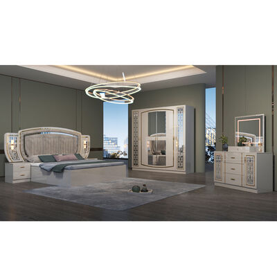 بيع بالجملة الرخيص كامل 5 قطع أثاث غرفة نوم حديث مجموعة المنزل شقة كاملة الإطار الخشبي مزدوج الفاخرة الملك حجم السرير