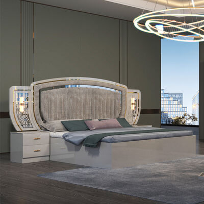 بيع بالجملة الرخيص كامل 5 قطع أثاث غرفة نوم حديث مجموعة المنزل شقة كاملة الإطار الخشبي مزدوج الفاخرة الملك حجم السرير