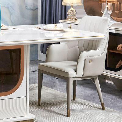 طاولة طعام فاخرة وكرسيات 6 مقاعد أثاث المنزل التخزين الأبيض الكامل الحالي