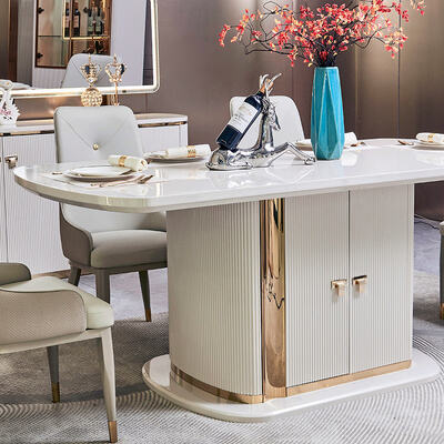 طاولة طعام خشبية فاخرة حديثة ومجموعة كراسي 6 مقاعد أثاث أبيض مجموعات غرفة طعام خشبية كاملة