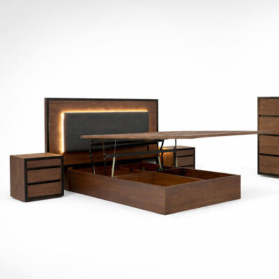 أمريكي بسيط غرف النوم الخشب الصلب المعدلة سرير مزدوج المنزل التخزين الإطار الخشبي الملك الحجم كامل أثاث غرفة النوم