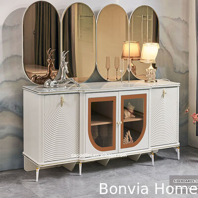 طاولة طعام فاخرة وكرسيات 6 مقاعد أثاث المنزل التخزين الأبيض الكامل الحالي