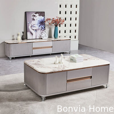 تصميم عصري فاخر طاولة تلفزيون خشبية أثاث منزلي درج تخزين رخام سطح ألواح حجرية كبير طويل خشب غرفة معيشة خزانة تلفزيون