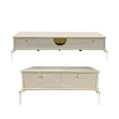 تصميم عصري مستطيل أبيض خشبي حوامل تلفزيون أثاث غرفة معيشة تخزين كبير خشبي فاخر خزانة تلفزيون منزلية