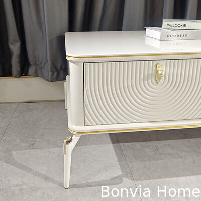 تصميم عصري مستطيل أبيض خشبي حوامل تلفزيون أثاث غرفة معيشة تخزين كبير خشبي فاخر خزانة تلفزيون منزلية