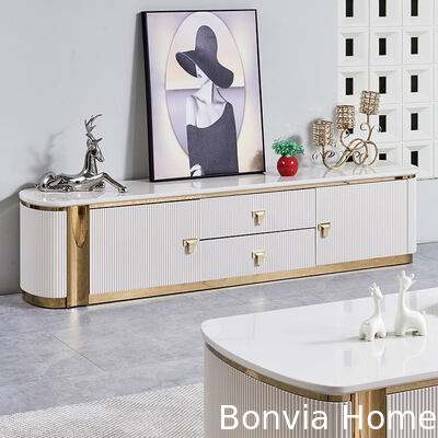 طقم طاولة قهوة وطاولة تلفزيون خشبية فاخرة حديثة، أثاث تخزين كبير للمنزل، طاولة قهوة بيضاء مركزية لغرفة المعيشة