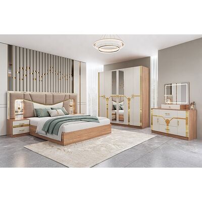 ملابس غرفة نوم حديثة مجموعة king size سرير إطار خشبي منزل فاخر ملابس تركية كاملة مجموعات غرفة نوم
