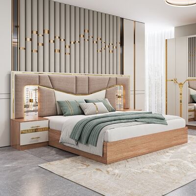 ملابس غرفة نوم حديثة مجموعة king size سرير إطار خشبي منزل فاخر ملابس تركية كاملة مجموعات غرفة نوم