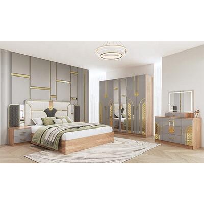 مجموعات غرف نوم تركية كاملة من Chambre a Coucher، غرفة نوم بحجم كينغ، إطار خشبي مزدوج، مجموعة أثاث غرف النوم الحديثة الفاخرة الرخيصة