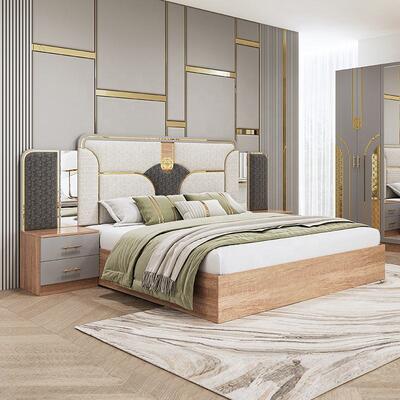 مجموعات غرف نوم تركية كاملة من Chambre a Coucher، غرفة نوم بحجم كينغ، إطار خشبي مزدوج، مجموعة أثاث غرف النوم الحديثة الفاخرة الرخيصة