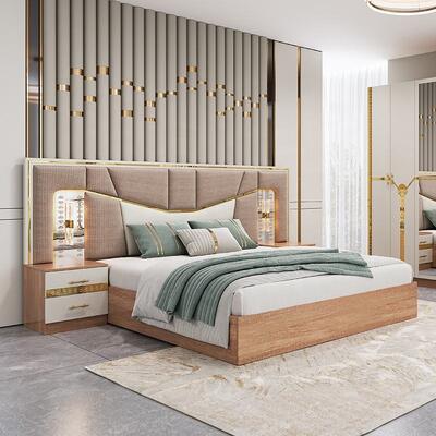 ملابس غرفة نوم حديثة مجموعة king size سرير إطار خشبي منزل فاخر ملابس تركية كاملة مجموعات غرفة نوم