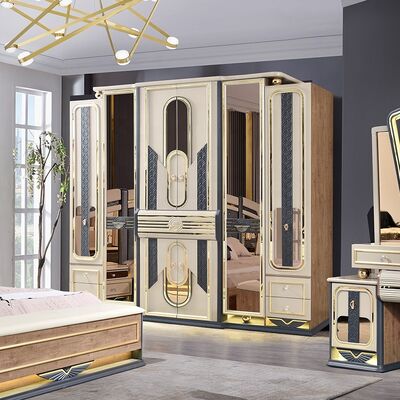 غرفة نوم Chambre a Coucher كاملة من مجموعات غرف النوم الفاخرة بحجم كينغ وغرفة منزلية بإطار خشبي مزدوج ومجموعة أثاث غرف النوم الفاخرة الحديثة
