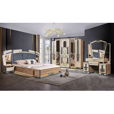 غرفة نوم Chambre a Coucher كاملة من مجموعات غرف النوم الفاخرة بحجم كينغ وغرفة منزلية بإطار خشبي مزدوج ومجموعة أثاث غرف النوم الفاخرة الحديثة