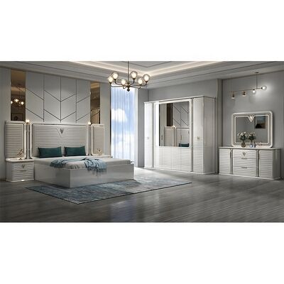 تصميم جديد كامل مجموعة غرف النوم الحديثة 5 قطع إطار خشبي مزدوج مزدوج كامل الحجم العصري الفاخر