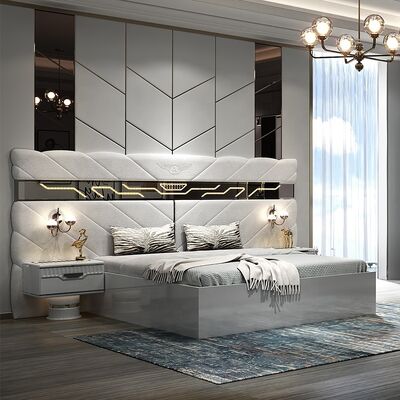 تصميم جديد كامل مجموعة غرف النوم الحديثة 5 قطع إطار خشبي مزدوج مزدوج كامل الحجم العصري الفاخر