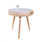 طاولة جانبية متعددة الوظائف بزاوية دائرية خشبية مضلعة مقاومة للماء